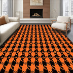 Bold Orange Black Plaid Swirl Rug