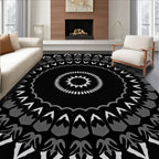 Monochromatic Radial Mandala Medallion Rug
