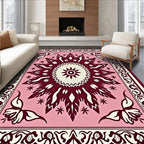 Pink Crimson Floral Medallion Border Rug