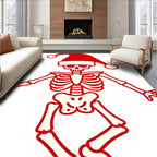 Crimson Santa Skeleton Christmas Rug