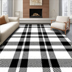 Classic Black White Plaid Madras Rug