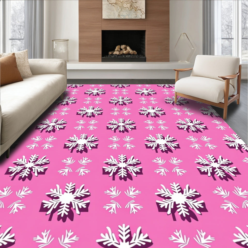 Pink Snowflake Medallion Repeat Rug