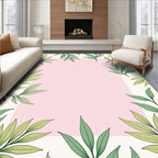 Pale Pink Square Leafy Border Rug