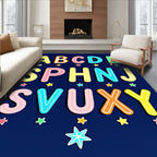 Playful Alphabet Stars Navy Rug