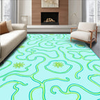 Aqua And Lime Swirl Floral Rug