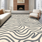 Creamy Gray Abstract Wavy Lines Rug