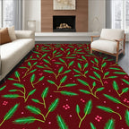 Festive Pine Sprigs Berry Accents Rug