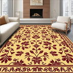 Amber Red Floral Vine Medallion Rug
