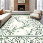 Emerald Green Vine Scroll Frame Rug