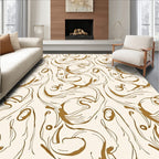 Gold Flowing Lines Swirl Abstract Rug