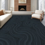 Deep Gray Topographic Swirl Rug