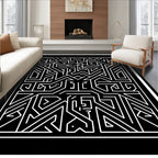 Black White Angular Maze Harmony Rug