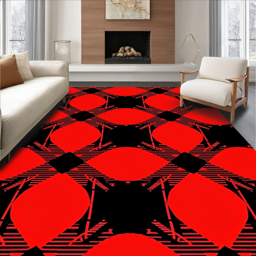 Bold Red Buffalo Check Diamond Rug