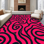 Vibrant Pink and Black Swirl Rug