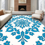 Bright Turquoise Floral Symmetry Rug