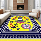 Nautical Lighthouse Anchor Compass Yellow Rug