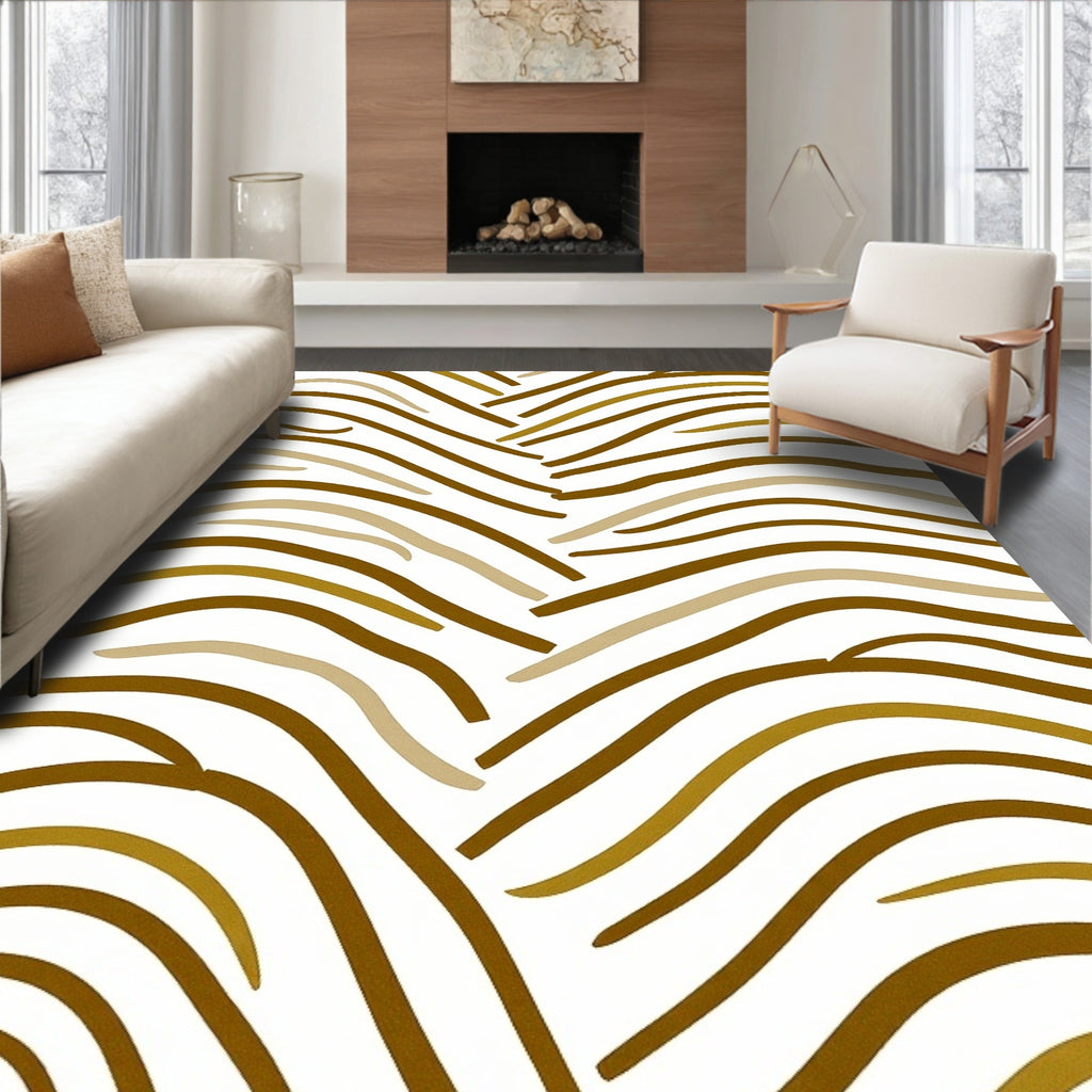 Earthy Curves Intersecting Waves Rug