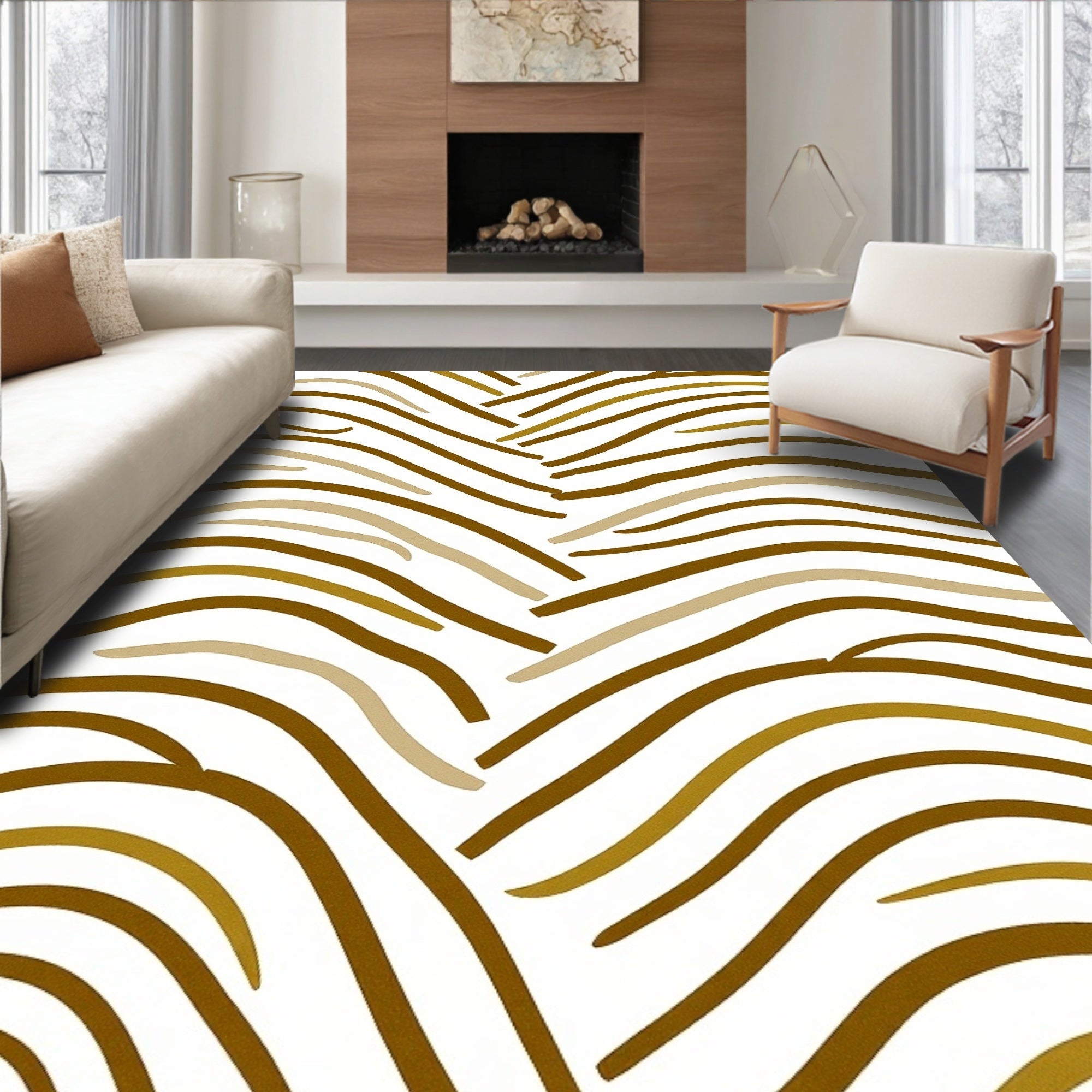 Earthy Curves Intersecting Waves Rug
