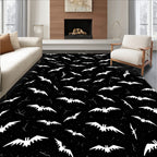 Black White Flying Bat Night Rug