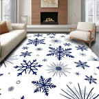Dark Blue Snowflakes Winter Whimsy Rug