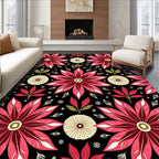 Bold Crimson Petal Medallion Rug