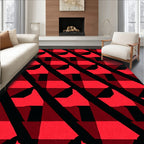 Bold Red Geometric Stripe Rug