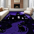 Spooky Night Black Cats Moonlit Manor Rug