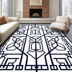 Art Deco Cobalt Geometric Frame Rug