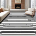 Abstract Black White Circuit Lines Rug