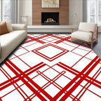 Crimson Rhombus Intersecting Lines Rug