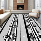 Monochromatic Snowflake Stripe Geometric Rug