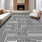 Black and White Geometric Maze Rug