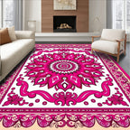 Vibrant Magenta Floral Mandala Composition Rug