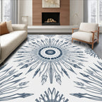 Navy Blue Radial Sunburst medallion Rug