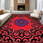 Vibrant Crimson Mandala With Purple Accents Rug