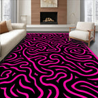 Vibrant Pink Black Swirl Rug