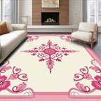 Pink Floral Corner Medallion Rug
