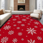 Crimson White Snowflake Scatter Rug