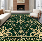 Emerald Foliage Swirl Border Rug