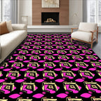 Pink Yellow 3D Diamond Geometric Rug