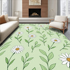 Delicate Daisy Garden Floral Art Rug