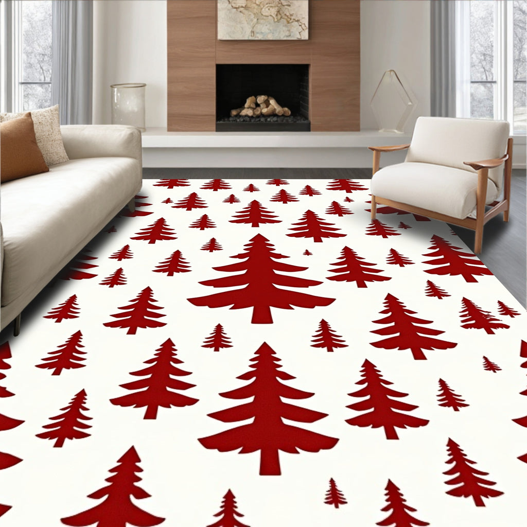 Crimson Spruce Forest Patchwork Rug
