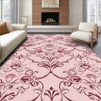 Crimson Pink Floral Arabesque Rug