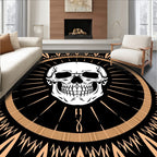 Black Grunge Skull Sunburst Rug