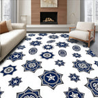 Navy White Starburst Oval Medallions Rug