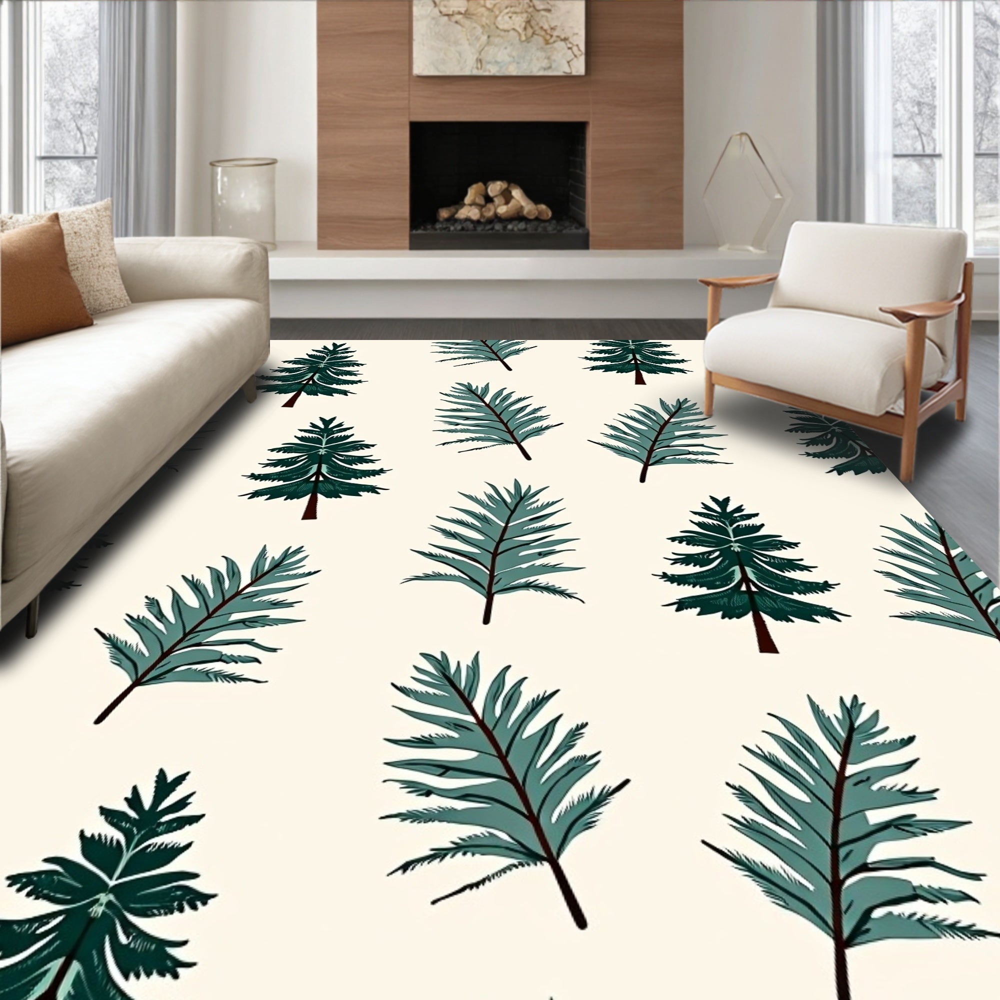 Forest Pine Leaf Collage Rug