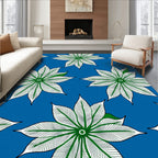 Vibrant Blue Green Petal Mandala Rug