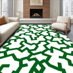 Green Fragmented Abstract Contour Rug