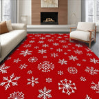 Red White Snow Flurry Field Rug