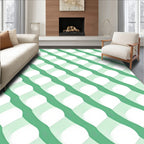 Wavy Green Diamond Interlocking Stripes Rug